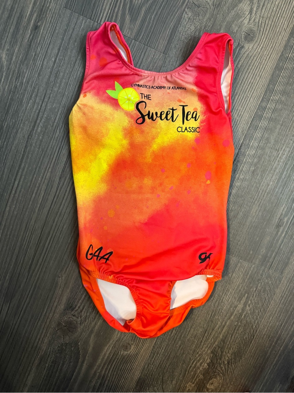 GK Pink Orange Yellow Sweet Tea Classic' Gymnastics Leotard See pic for sizing